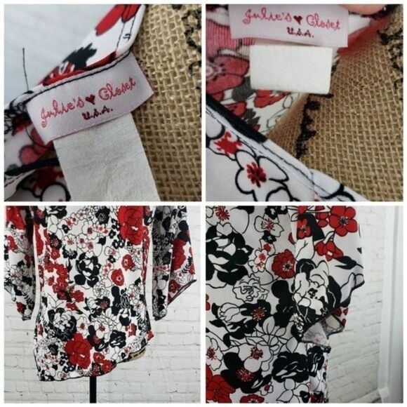 Vintage 90s Y2K Boho Floral Bell Sleeve Asymmetrical Hippie Top - Picture 4 of 12